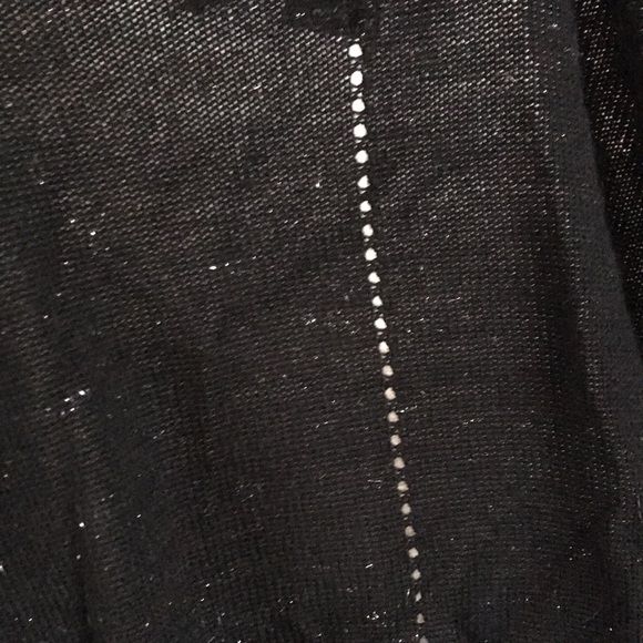 Nicole Miller - Button Front Cardigan - Black with Silver Metallic Yarn - Picture 6 of 6